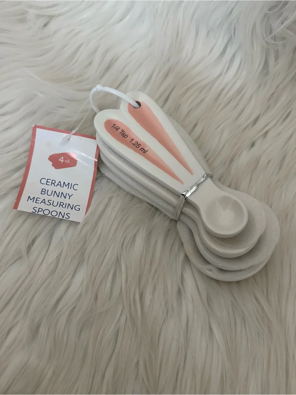 Set of 4 Ceramic Bunny Rabbit Ears Measuring Spoons
